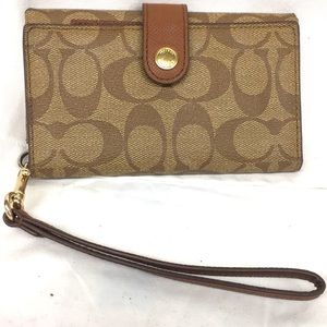 Coach Brown Signature Wristlet